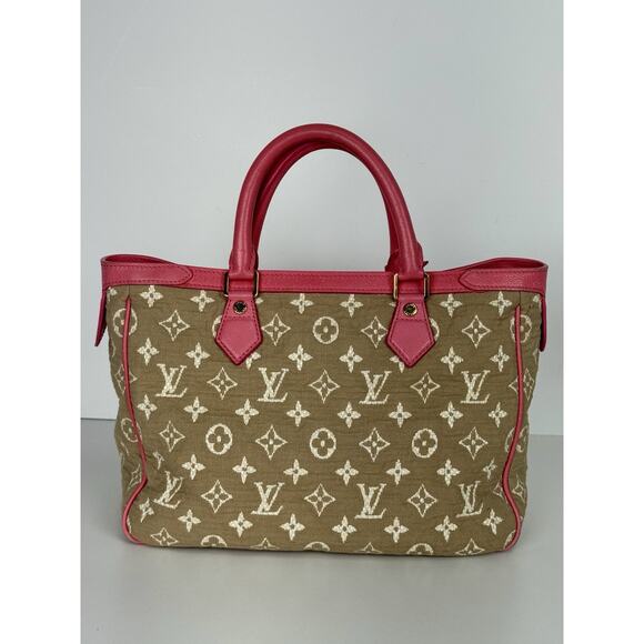 Louis Vuitton Sabbia Cabas Tote Bag in Monogram Canvas w Pink Leather Trim D-9 - Picture 2 of 16